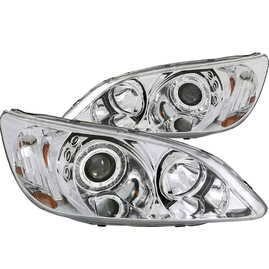 Anzo USA Chrome Housing Projector Headlights w/ CCFL Halo & Clear Lens for Honda Civic Coupe/Sedan (2004-2005) ANZ121060