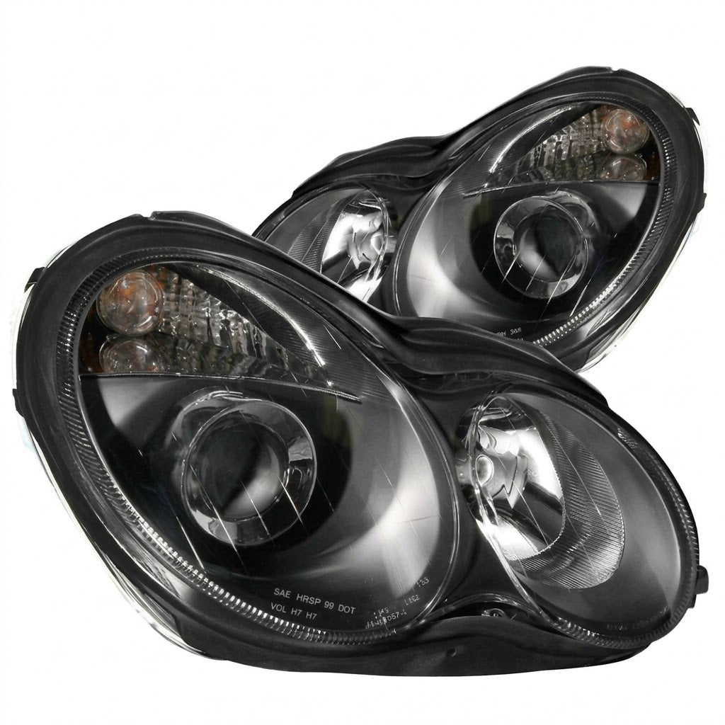 Anzo USA Black Housing Projector Headlights w/ Clear Lens Pair for Mercedes-Benz C-Class W203 4-Door Sedan (2001-2007)  ANZ121079