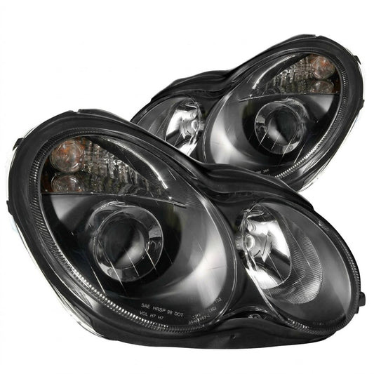 Anzo USA Black Housing Projector Headlights w/ Clear Lens Pair for Mercedes-Benz C-Class W203 4-Door Sedan (2001-2007)  ANZ121079