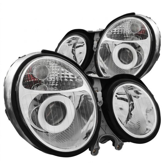 Anzo USA Chrome Housing Projector Headlights w/ Clear Lens Pair for Mercedes-Benz E-Class W210 Halogen Models (1999-2002)  ANZ121086