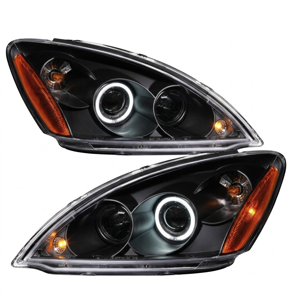 Anzo USA Black G2 Projector Headlights w/ CCFL Halo for Mitsubishi Lancer (2004-2006) — Pair | ANZ121102
