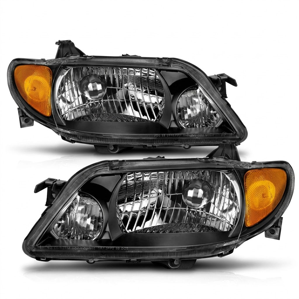 Anzo USA Black Housing Crystal Headlights Clear Lens Pair for Mazda Protege (2001-2003)  ANZ121107
