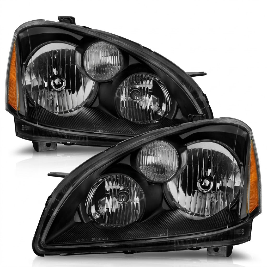 Anzo USA Black Housing Crystal Headlights Clear Lens Pair for Nissan Altima Halogen Models (2002-2004) ANZ121109