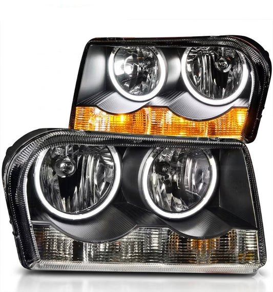 Anzo USA Black Crystal Headlights w/ CCFL Halo for Chrysler 300 (2005-2010) — Pair | ANZ121138