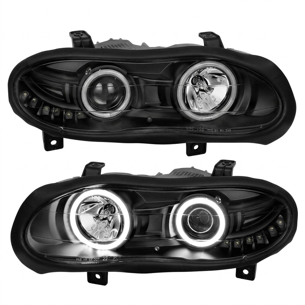 Anzo USA Black Housing Projector Headlights w/ High-Intensity LED Halo for Chevrolet Camaro (1998-2002) — Pair | ANZ121160