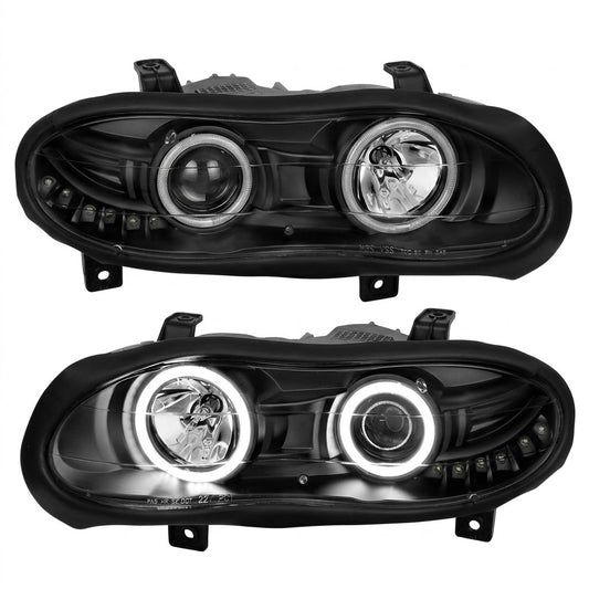 Anzo USA Black Housing Projector Headlights w/ High-Intensity LED Halo for Chevrolet Camaro (1998-2002) — Pair | ANZ121160