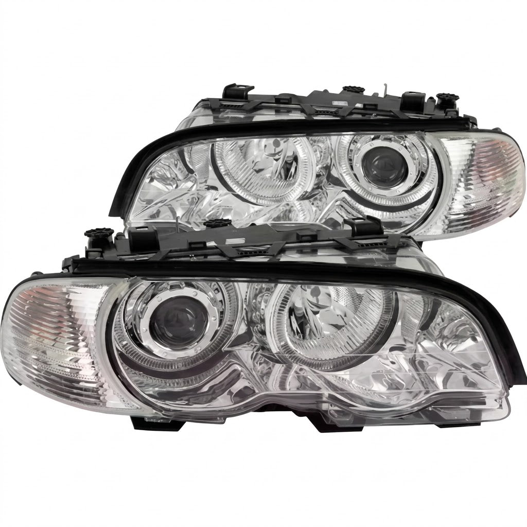Anzo USA Chrome Housing Projector Headlights w/ CCFL Halos & Clear Lens for BMW E36 Coupe/Convertible & M3 (2000-2004)  ANZ121268
