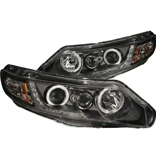 Anzo USA Black Projector Headlights w/ LED SMD Halo for Honda Civic (2006-2011) — Pair | ANZ121454