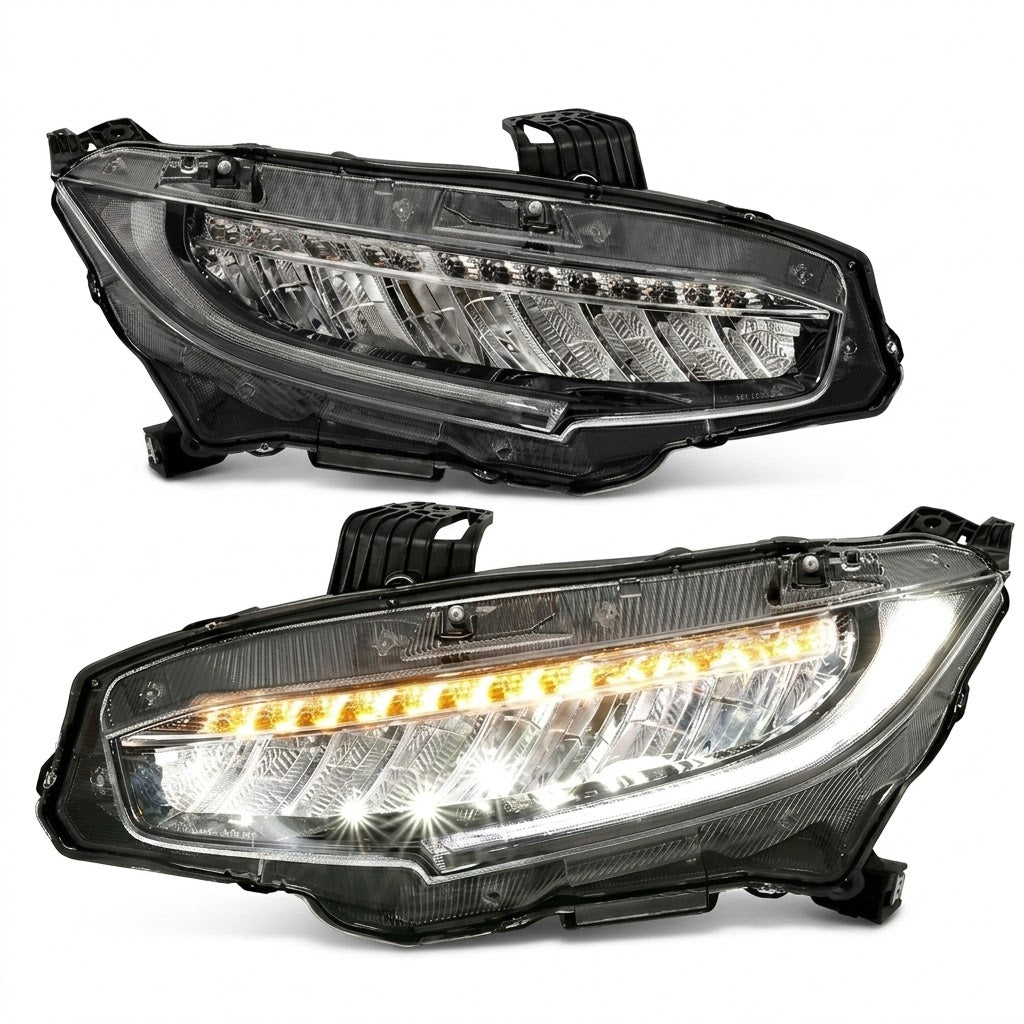 Anzo USA Black Full LED Projector Headlights w/ Sequential Turn Signals for Honda Civic (2016-2021) — Pair | ANZ121527
