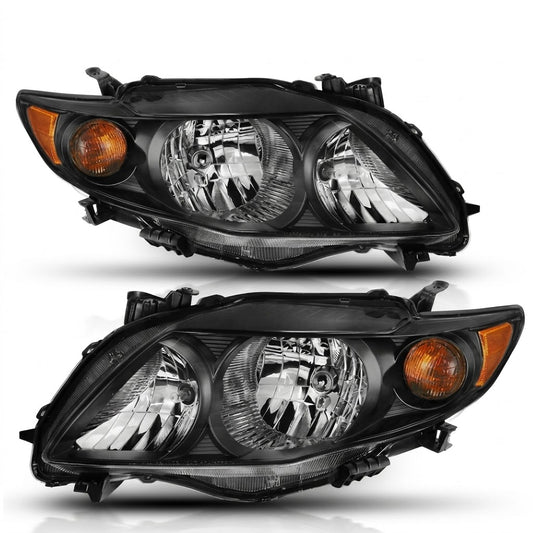 Anzo USA Black Housing Crystal Headlights w/ Amber Reflector for Toyota Corolla (2009-2010)  ANZ121541