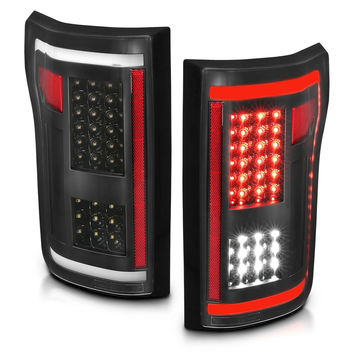 Anzo USA Ford F-150 (2015-2017) LED tail lights featuring sleek black housings and clear lenses for a custom, modern style (ANZ311285)