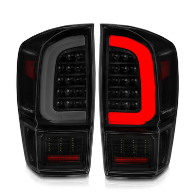 Anzo USA Toyota Tacoma (2016-2023) LED C Bar Style Tail Lights Black Smoke Lens W/ Sequential Signal (ANZ311401)