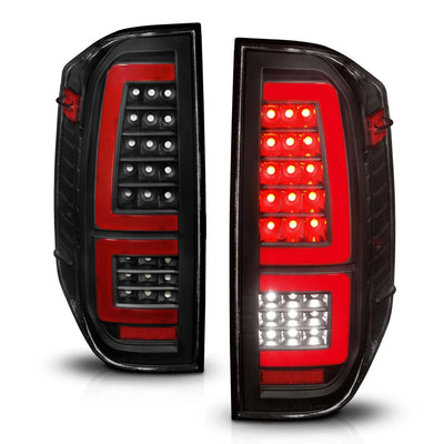 Anzo USA Toyota Tundra (2014-2021) Full LED Tail Lights w/ Red Light Bar Sequential Signal Black Housing Clear Lens (ANZ311436)