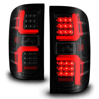 Anzo USA Chevy Silverado 1500 (2014-2018) / 2020-2026 2500HD/3500HD (2015-2019) - Black Full LED Light Bar Sequential Tail Lights w/ Smoke Lens (ANZ311451)