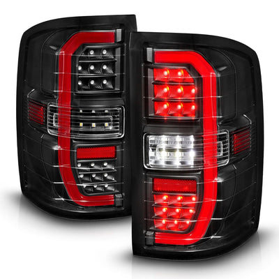 Anzo USA GMC Sierra 1500 (2014–2018, plus 2019 Limited) / 2500HD/3500HD (2015–2019) Sequential LED C-Bar Tail Lights Black Housing Clear Lens (ANZ311464)