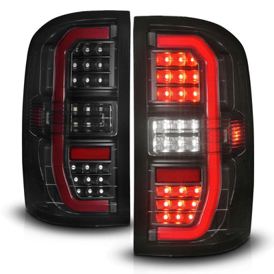 Anzo USA GMC Sierra 1500 (2014–2018, plus 2019 Limited) / 2500HD/3500HD (2015–2019)  Sequential LED C-Bar Tail Lights Black Housing Smoke Lens (ANZ311465)