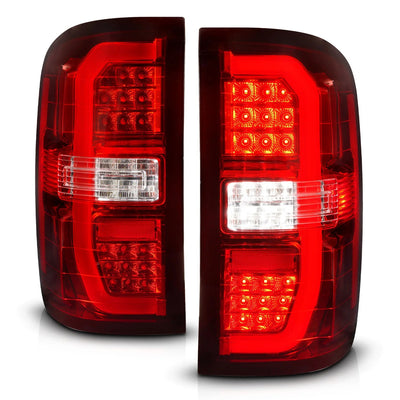 Anzo USA GMC Sierra 1500 (2014–2018, plus 2019 Limited) / 2500HD/3500HD (2015–2019)  Sequential LED C-Bar Tail Lights Black Housing Smoke Lens (ANZ311466)
