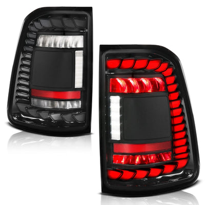Anzo USA Dodge Ram 1500 (2019-2024) Full LED Tail Lights Black Clear Lens w/ Sequential Signal (For Factory Halogen Model W/O BLIS System) (ANZ311480A)