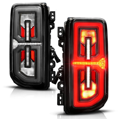 Anzo USA Ford Bronco (2021-2026) Black Full LED Tail Lights w/ Clear Lens & Sequential Signal LED Bar, LED Turn Signal, LED Brake, LED Parking, and LED Reverse (ANZ311490X)