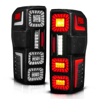 Anzo USA Ford F-250, F-350, F-450, F-550, F-600 Super Duty (2023-2026) Z-Series Black Tail Lights w/ Smoke Lens & Sequential Signal LED Bar, LED Turn Signal, LED Brake, LED Parking, and LED Reverse (ANZ311492X)