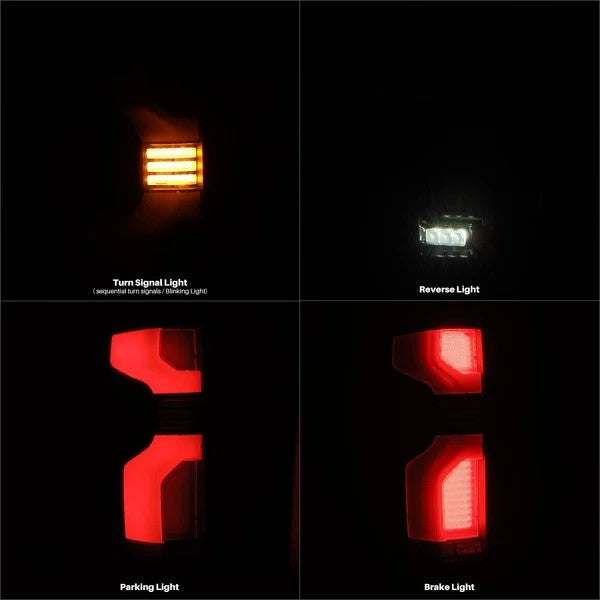 Alpharex Chevrolet Silverado 1500 (2019–2026) / 2500HD/3500HD (2019–2023) and (2024–2026) / LUXX-Series LED tail lights Jet Black Housing / Smoked Lens (ARX620068)