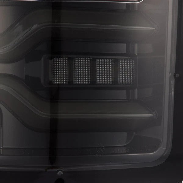 Alpharex Dodge Ram 1500 (2019-2024) LUXX-series LED tail lights Alpha-Black With Clear Lens and switchable LED tubes (MPN: RTL-DR19-SA-YS-LB) (ARX640030)