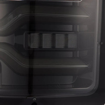 Alpharex Dodge Ram 1500 (2019-2024) LUXX-series LED tail lights Alpha-Black With Clear Lens and switchable LED tubes (MPN: RTL-DR19-SA-YS-LB) (ARX640030)