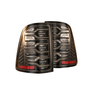 Alpharex Dodge Ram 1500 (2025-2026) LUXX-Series LED tail lights Black with Smoked Lens / Smoked Lens. (MPN: RTL-DR25-SA-YS-LB) (ARX640032)