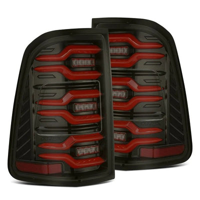 Alpharex Dodge Ram 1500 (2019-2024)  LUXX-Series LED tail lights / Black Housing With Red Tubes (MPN: RTL-DR19-SA-RR-LBS) (ARX640050)
