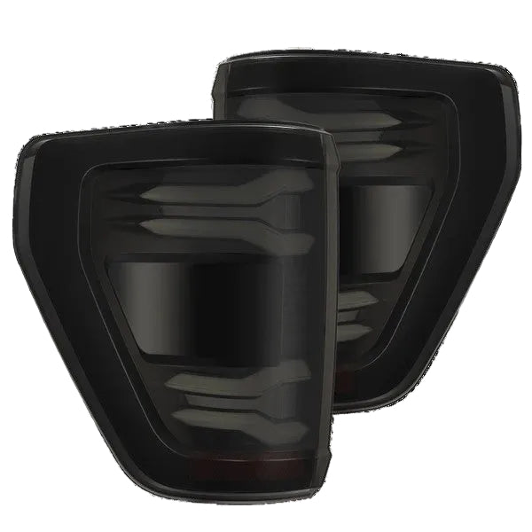 Alpharex Ford F150 (2024-2026) / F150 Raptor LUXX-Series LED Tail Lights Black Smoke with Clear lens (RTL-FF24-SA-YW-BS) (ARX653018)