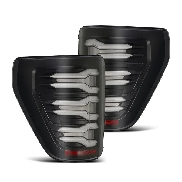 Alpharex Ford F150 (2021-2023) / Raptor LUXX-Series LED Tail Lights Black Smoke Housing with Clear Lens (RTL-FF21-SA-YW-BS) (ARX653020)