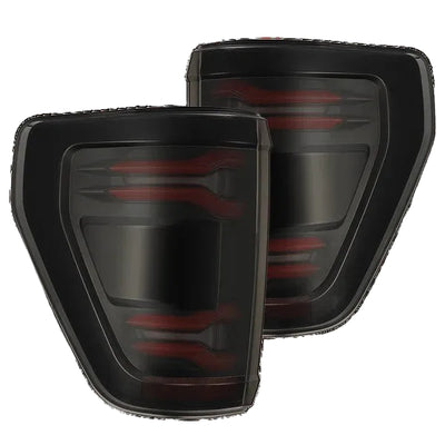 Alpharex Ford F150 (2021-2023) (with BLIS) LUXX-Series LED Tail Lights Black-Red Housing with Clear Lens (RTL-FF21-G2-SA-RR-LBS) (ARX653050)