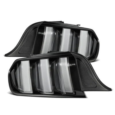 Alpharex Ford Mustang (2015-2023) NOVA-Series Prismatic LED Tail Lights Black-Clear Housing with Clear Lens (BTL-FM15-SA-YW-LB) (ARX655020)