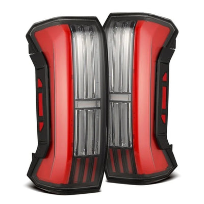 Alpharex Toyota Tundra (2022-2026) NOVA-Series Prismatic LED Tail Lights Black Housing with Red Tubes and Clear Lens (RTL-TUN22-SA-YR-B) (ARX673002)