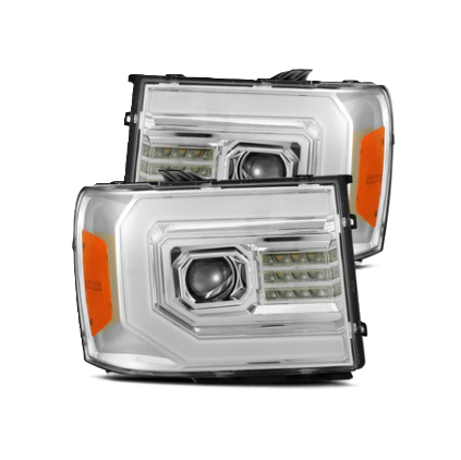 AlphaRex GMC Sierra 1500 2500HD 3500HD 2007-2014 LUXX-Series LED Chrome Projector Headlights – SKU ARX880096
