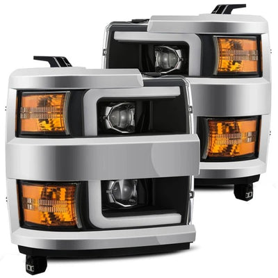 Chevrolet Silverado 2500HD 3500HD (2015-2019) LED Projector Headlights Black w Activation Light Sequential Signal Switchback DRL (ARX880098)