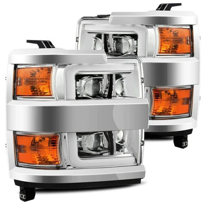 Chevrolet Silverado 2500HD 3500HD (2015-2019) LED Projector Headlights Chrome w Activation Light Sequential Signal DRL (ARX880099)