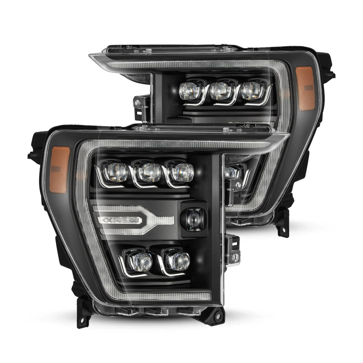 AlphaRex Ford F-150 / Raptor (2021-2023) - NOVA-Series Black LED Projector Headlights w/ Activation Light, Switchback DRL & Sequential Signal (ARX880137)