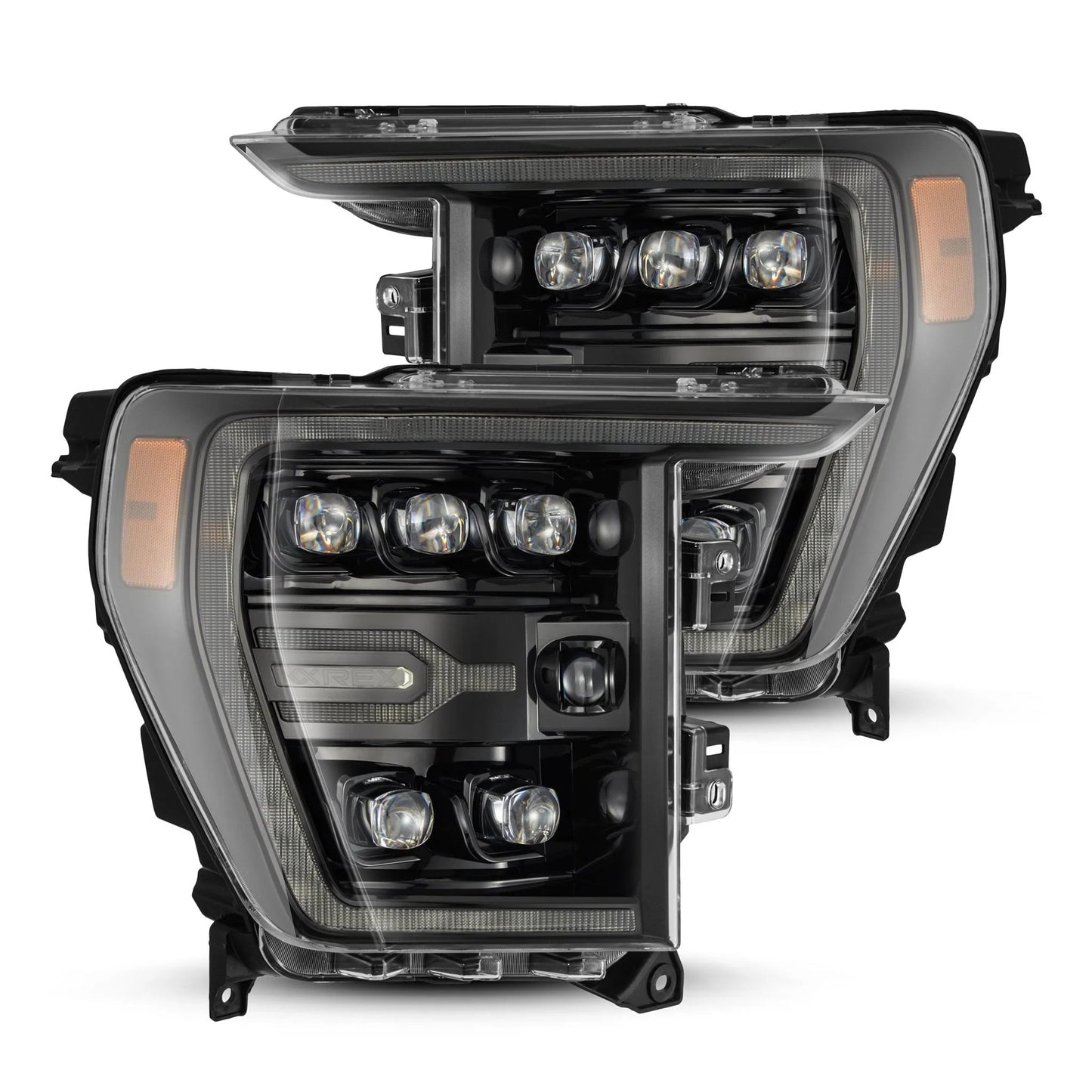 AlphaRex Alpha-Black LED Projector Headlights w/ Activation Light, Switchback DRL & Sequential Signal for 2021-2023 Ford F-150 / Raptor (AHL-FF21-G2-N-FLB)