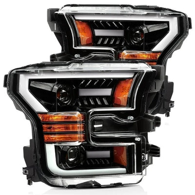 Alpharex Ford F150 (2015-2017) / F150 Raptor (2017-2020) LUXX-Series LED Projector Headlights Jet Black Housing / Clear Lens (MPN: AHL-FF15-PL-SA-LB) (ARX880168)