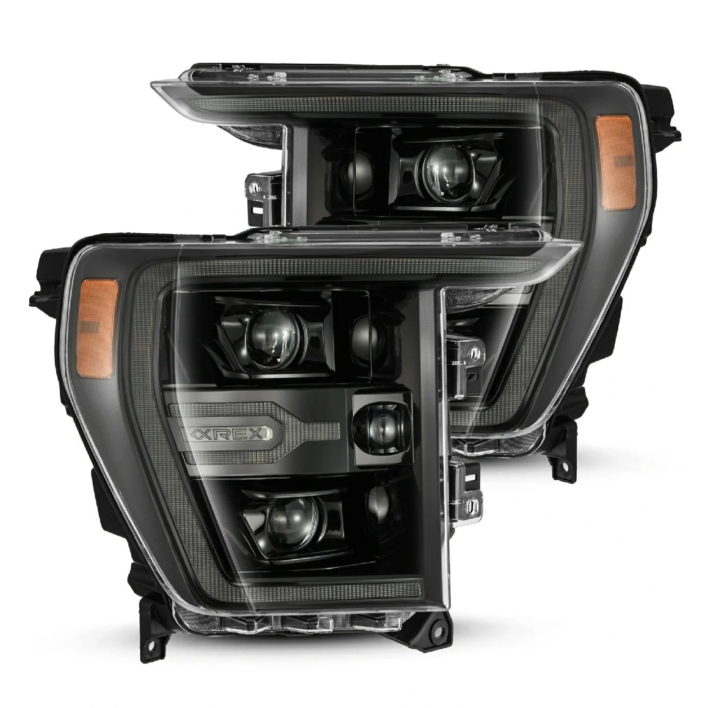 AlphaRex LUXX-Series Alpha-Black LED Projector Headlights w/ Activation Light, Switchback DRL & Sequential Signal for 2021-2023 Ford F-150 / Raptor (AHL-FF21-G2-PL-SA-FLB)