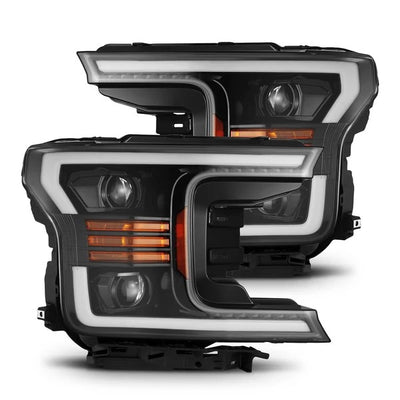 Alpharex Ford F150 (2018-2020) LUXX-Series LED Projector Headlights Jet Black Housing / Clear Lens (MPN: AHL-FF18-PL-SA-LB) (ARX880174)