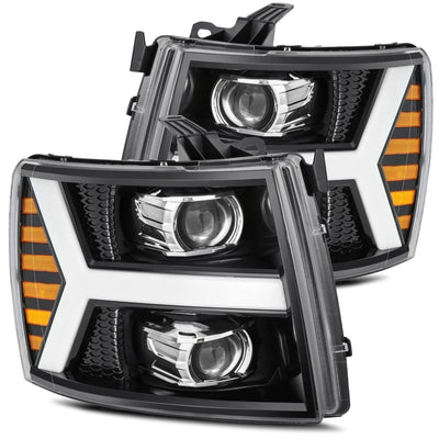 AlphaRex Chevrolet Silverado 1500/2500HD/3500HD (2007-2014) - Plank Style Halogen Projector Headlights (ARX880206)