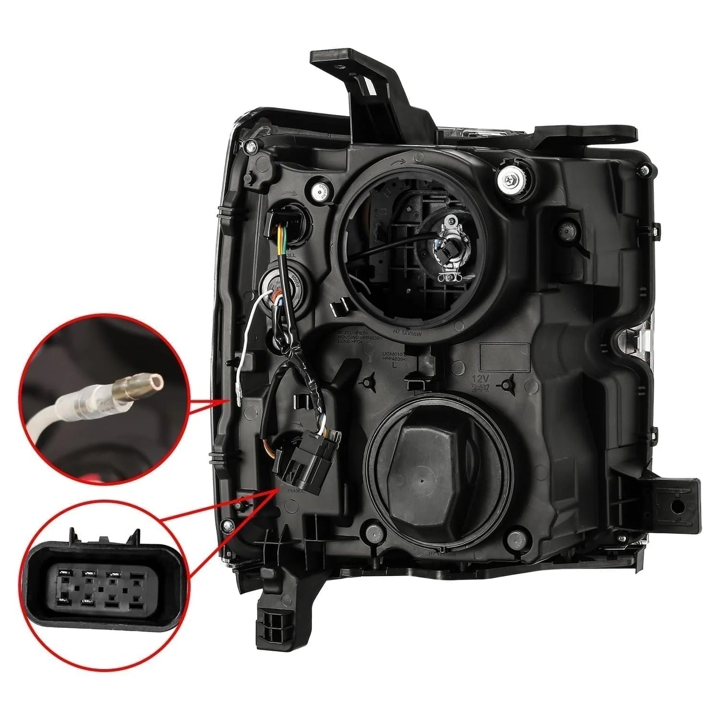 AlphaRex Chrome Plank Style Halogen Projector Headlights w/ Activation Light, Switchback DRL & Sequential Signal for 2015-2019 Chevrolet Silverado 2500HD/3500HD (SKU ARX880225 / AHL-CL215-P-SA-C)