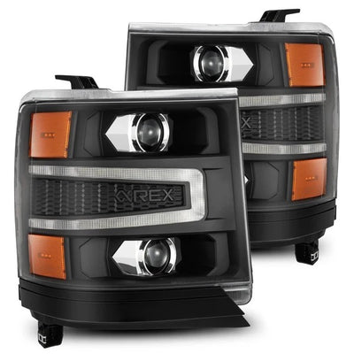 AlphaRex Chevrolet Silverado 1500 (2016-2018) LUXX-Series LED Projector Headlights Chrome w Activation Light Sequential Signal and DRL (AHL-CL16-PL-SA-B) (ARX880234)