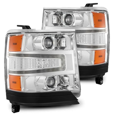 AlphaRex Chevrolet Silverado 1500 (2016-2018) LUXX-Series LED Projector Headlights Chrome w Activation Light Sequential Signal and DRL (ARX880235)