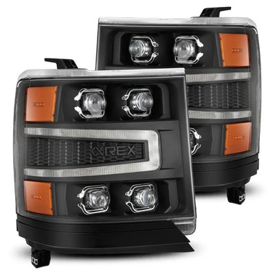 AlphaRex Chevrolet Silverado 1500 (2016-2018) NOVA-Series LED Projector Headlights Chrome w Activation Light Sequential Signal and DRL (ARX880237)