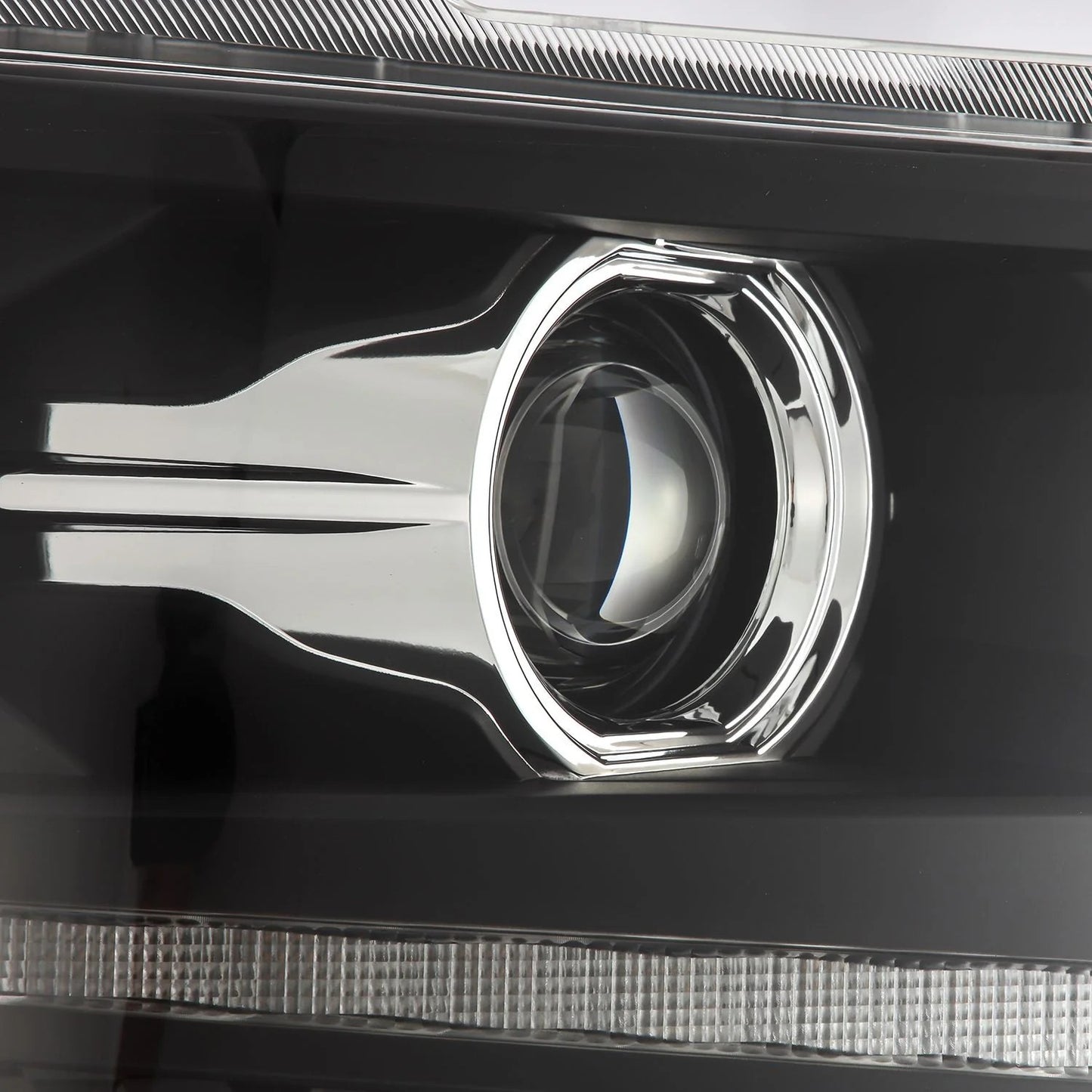 AlphaRex Black Halogen Projector Headlights w/ DRL & Sequential Signal for 2014-2015 Chevrolet Silverado 1500 (SKU ARX880245 / AHL-CL14-P-S-B)