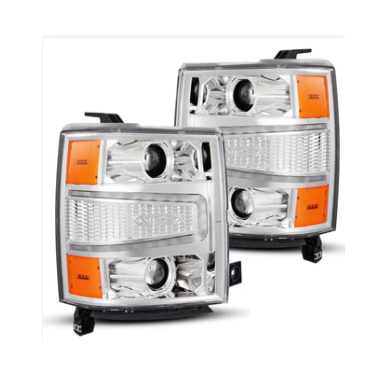 AlphaRex PRO-Series Chrome Projector Headlights with Sequential Signal and DRL for Chevrolet Silverado 1500 2014-2015 — SKU: ARX880246