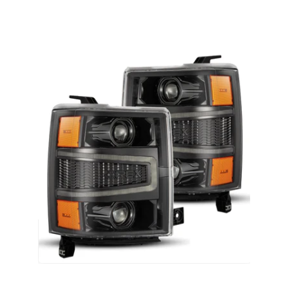 AlphaRex PRO-Series Alpha-Black Projector Headlights with Sequential Signal and DRL for Chevrolet Silverado 1500 2014-2015 — SKU: ARX880247